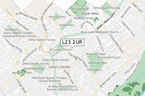 L23 2UR map - small scale - OS Open Zoomstack (Ordnance Survey)