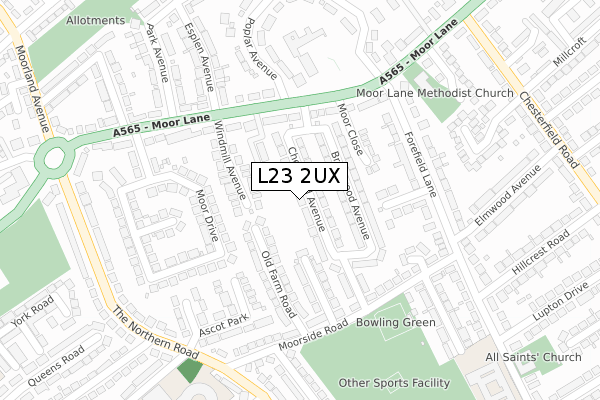 L23 2UX map - large scale - OS Open Zoomstack (Ordnance Survey)