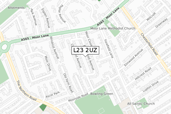 L23 2UZ map - large scale - OS Open Zoomstack (Ordnance Survey)