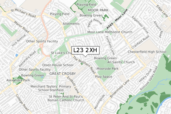 L23 2XH map - small scale - OS Open Zoomstack (Ordnance Survey)