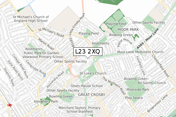 L23 2XQ map - small scale - OS Open Zoomstack (Ordnance Survey)