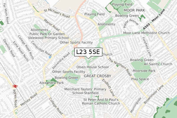 L23 5SE map - small scale - OS Open Zoomstack (Ordnance Survey)