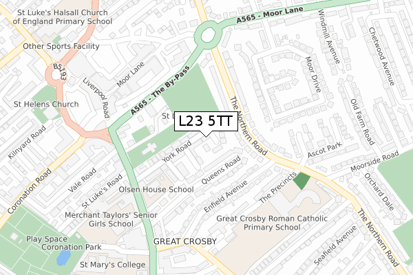 L23 5TT map - large scale - OS Open Zoomstack (Ordnance Survey)