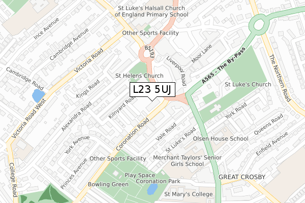 L23 5UJ map - large scale - OS Open Zoomstack (Ordnance Survey)