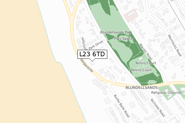 L23 6TD map - large scale - OS Open Zoomstack (Ordnance Survey)