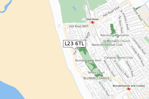 L23 6TL map - small scale - OS Open Zoomstack (Ordnance Survey)