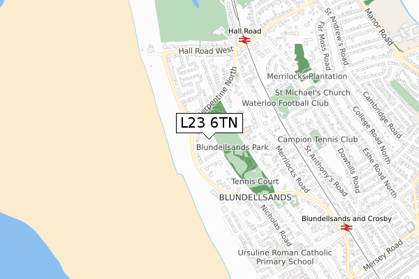 L23 6TN map - small scale - OS Open Zoomstack (Ordnance Survey)