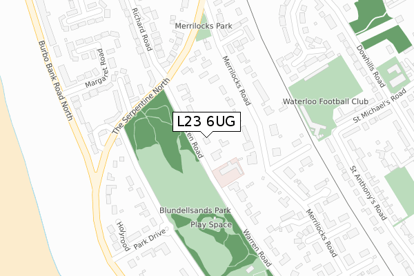 L23 6UG map - large scale - OS Open Zoomstack (Ordnance Survey)