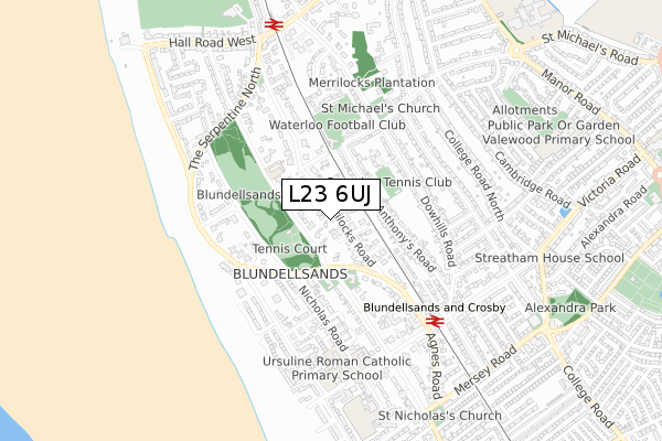 L23 6UJ map - small scale - OS Open Zoomstack (Ordnance Survey)