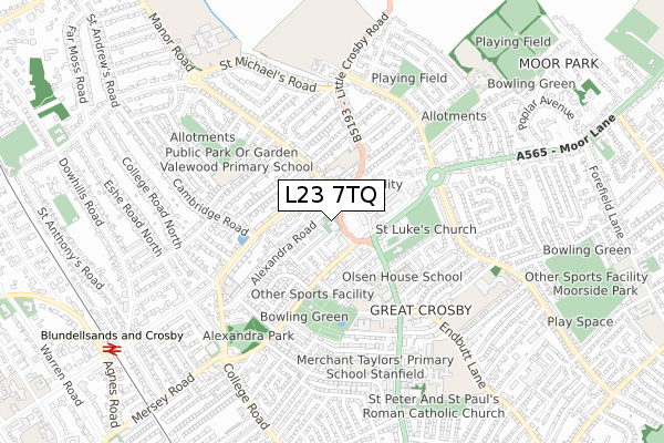 L23 7TQ map - small scale - OS Open Zoomstack (Ordnance Survey) L23 7TQ map - small scale - OS Open Zoomstack (Ordnance Survey)