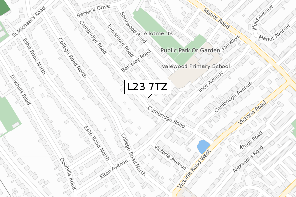 L23 7TZ map - large scale - OS Open Zoomstack (Ordnance Survey)