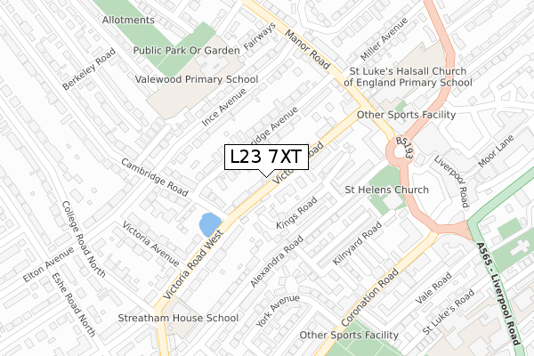 L23 7XT map - large scale - OS Open Zoomstack (Ordnance Survey)