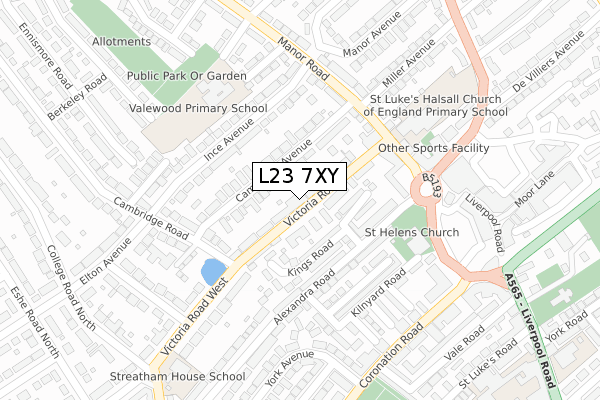 L23 7XY map - large scale - OS Open Zoomstack (Ordnance Survey)