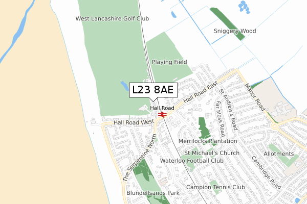 L23 8AE map - small scale - OS Open Zoomstack (Ordnance Survey) L23 8AE map - small scale - OS Open Zoomstack (Ordnance Survey)