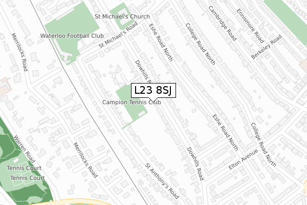 L23 8SJ map - large scale - OS Open Zoomstack (Ordnance Survey)