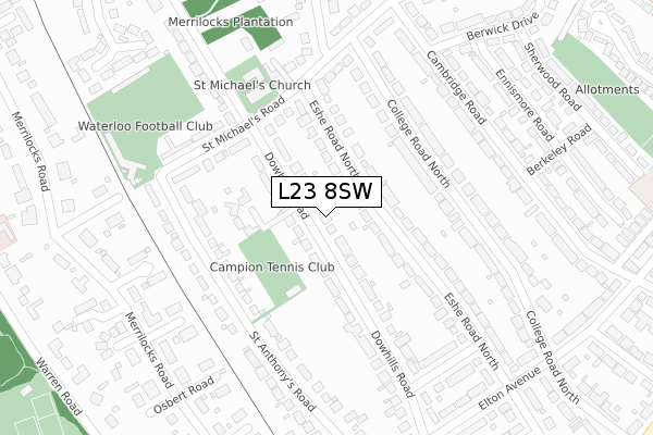 L23 8SW map - large scale - OS Open Zoomstack (Ordnance Survey)