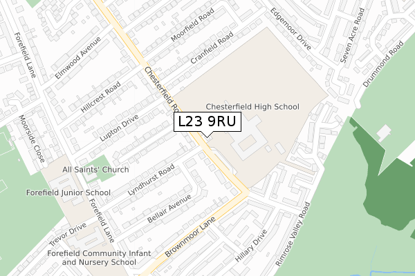 L23 9RU map - large scale - OS Open Zoomstack (Ordnance Survey)