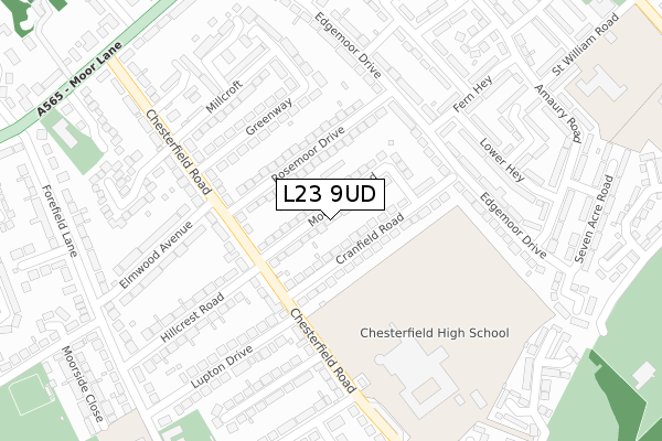 L23 9UD map - large scale - OS Open Zoomstack (Ordnance Survey)