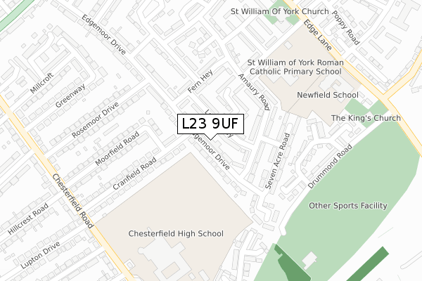 L23 9UF map - large scale - OS Open Zoomstack (Ordnance Survey)