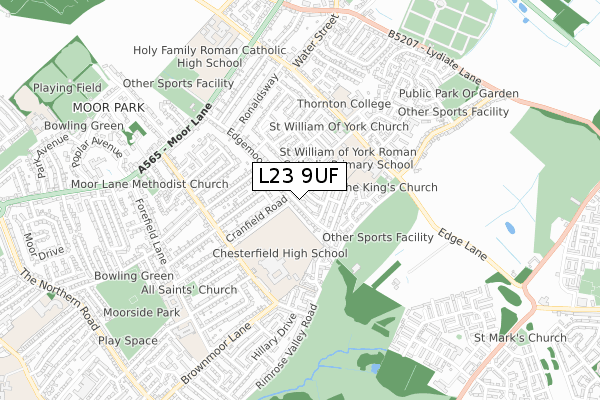 L23 9UF map - small scale - OS Open Zoomstack (Ordnance Survey)