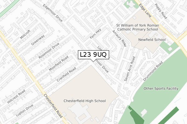 L23 9UQ map - large scale - OS Open Zoomstack (Ordnance Survey)