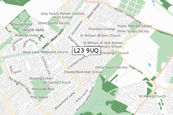 L23 9UQ map - small scale - OS Open Zoomstack (Ordnance Survey)