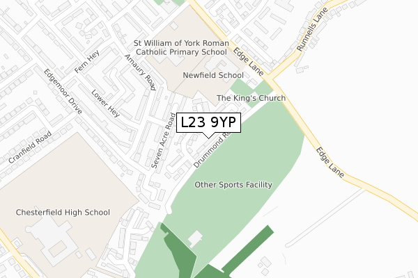 L23 9YP map - large scale - OS Open Zoomstack (Ordnance Survey)