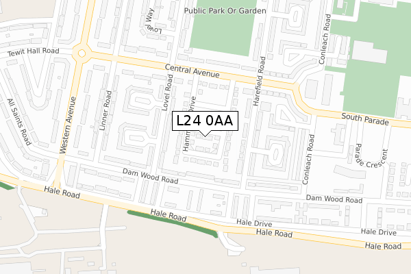 L24 0AA map - large scale - OS Open Zoomstack (Ordnance Survey)