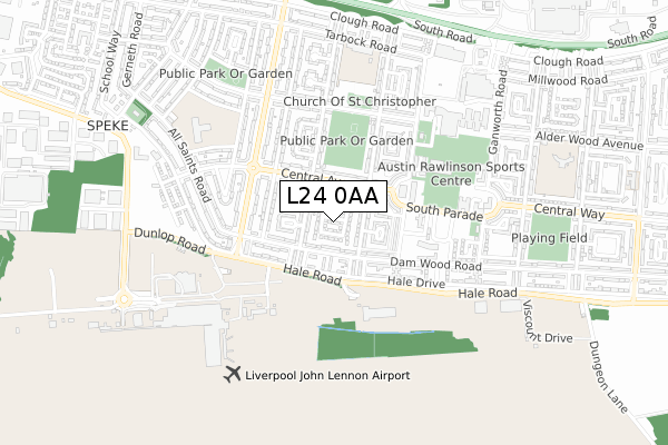 L24 0AA map - small scale - OS Open Zoomstack (Ordnance Survey)
