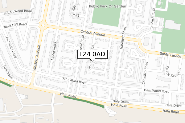 L24 0AD map - large scale - OS Open Zoomstack (Ordnance Survey)