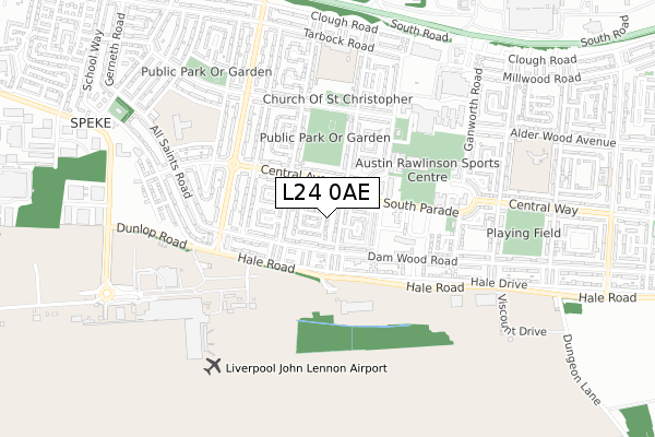 L24 0AE map - small scale - OS Open Zoomstack (Ordnance Survey)