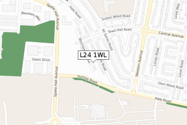 L24 1WL map - large scale - OS Open Zoomstack (Ordnance Survey)