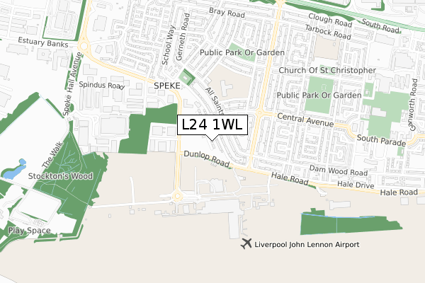 L24 1WL map - small scale - OS Open Zoomstack (Ordnance Survey)