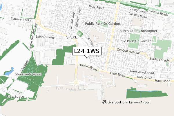 L24 1WS map - small scale - OS Open Zoomstack (Ordnance Survey)