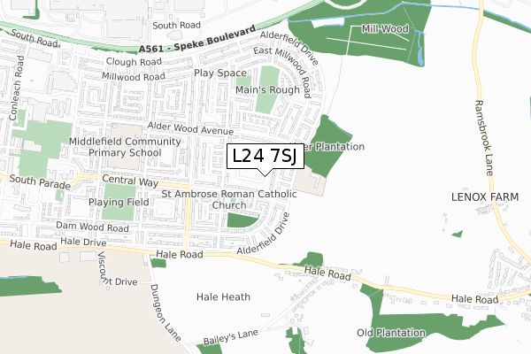 L24 7SJ map - small scale - OS Open Zoomstack (Ordnance Survey) L24 7SJ map - small scale - OS Open Zoomstack (Ordnance Survey)