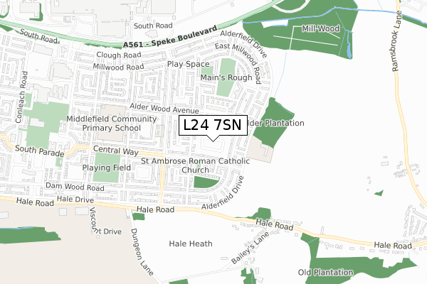 L24 7SN map - small scale - OS Open Zoomstack (Ordnance Survey) L24 7SN map - small scale - OS Open Zoomstack (Ordnance Survey)