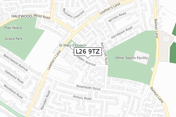 L26 9TZ map - large scale - OS Open Zoomstack (Ordnance Survey) L26 9TZ map - large scale - OS Open Zoomstack (Ordnance Survey)