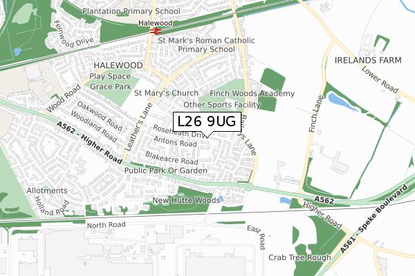 L26 9UG map - small scale - OS Open Zoomstack (Ordnance Survey) L26 9UG map - small scale - OS Open Zoomstack (Ordnance Survey)