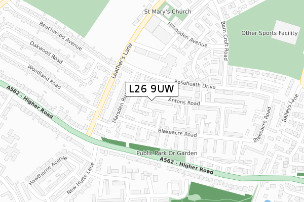 L26 9UW map - large scale - OS Open Zoomstack (Ordnance Survey) L26 9UW map - large scale - OS Open Zoomstack (Ordnance Survey)