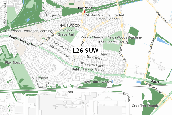 L26 9UW map - small scale - OS Open Zoomstack (Ordnance Survey) L26 9UW map - small scale - OS Open Zoomstack (Ordnance Survey)