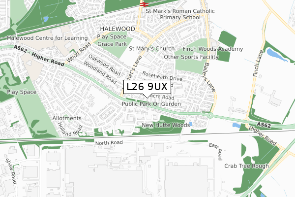 L26 9UX map - small scale - OS Open Zoomstack (Ordnance Survey) L26 9UX map - small scale - OS Open Zoomstack (Ordnance Survey)
