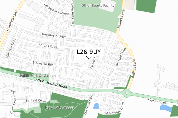 L26 9UY map - large scale - OS Open Zoomstack (Ordnance Survey) L26 9UY map - large scale - OS Open Zoomstack (Ordnance Survey)