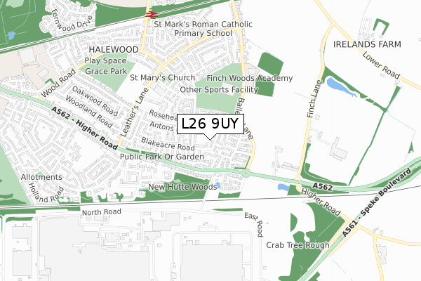 L26 9UY map - small scale - OS Open Zoomstack (Ordnance Survey) L26 9UY map - small scale - OS Open Zoomstack (Ordnance Survey)