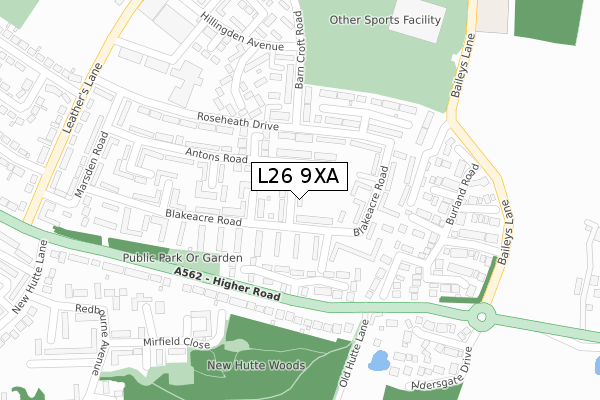 L26 9XA map - large scale - OS Open Zoomstack (Ordnance Survey) L26 9XA map - large scale - OS Open Zoomstack (Ordnance Survey)