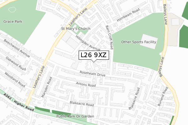 L26 9XZ map - large scale - OS Open Zoomstack (Ordnance Survey) L26 9XZ map - large scale - OS Open Zoomstack (Ordnance Survey)