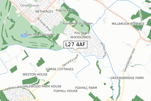 L27 4AF map - small scale - OS Open Zoomstack (Ordnance Survey)