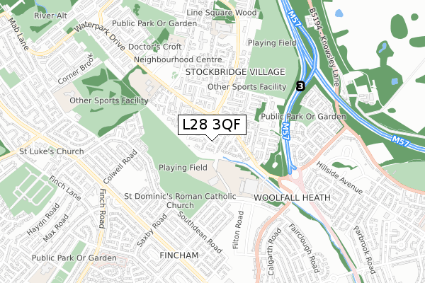 L28 3QF map - small scale - OS Open Zoomstack (Ordnance Survey)