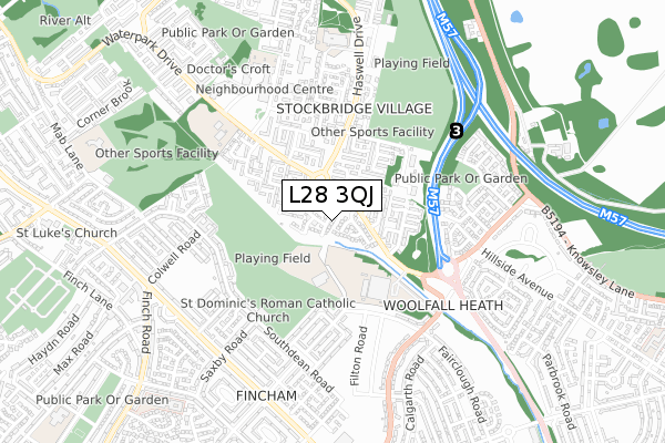 L28 3QJ map - small scale - OS Open Zoomstack (Ordnance Survey)