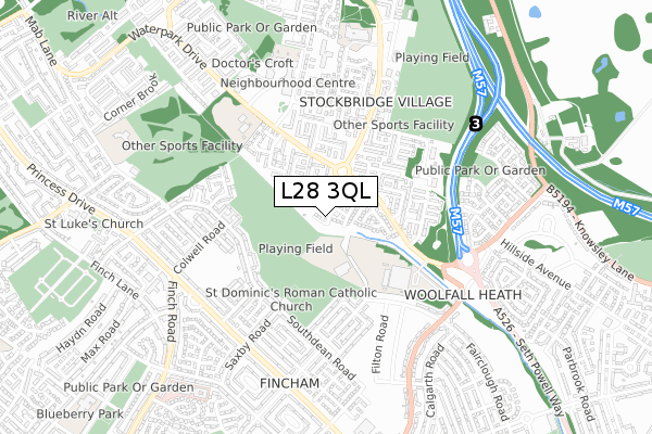 L28 3QL map - small scale - OS Open Zoomstack (Ordnance Survey)