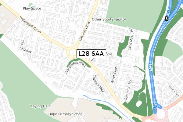 L28 6AA map - large scale - OS Open Zoomstack (Ordnance Survey)